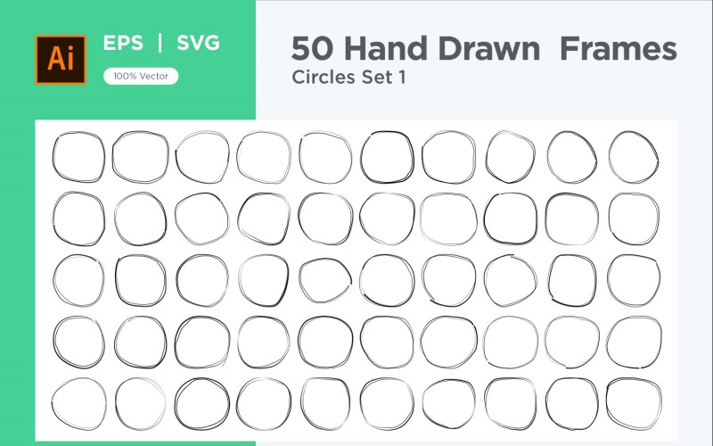 Hand Drawn Frame Circle 50-1 Vector Graphic