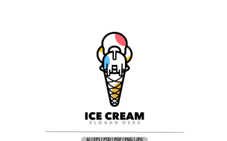 Ice cream line art design template