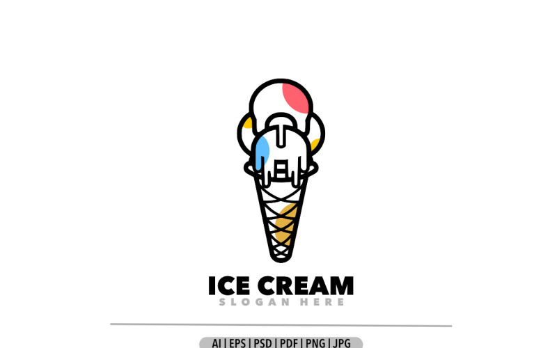 Ice cream line art design template Logo Template