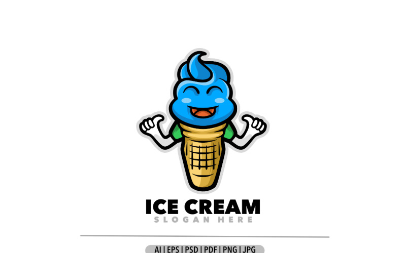 Ice cream mascot cartoon design Logo Template
