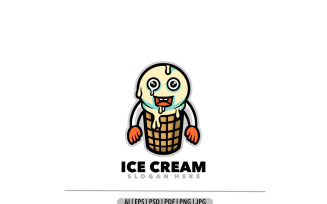 Ice cream mascot cartoon logo template design