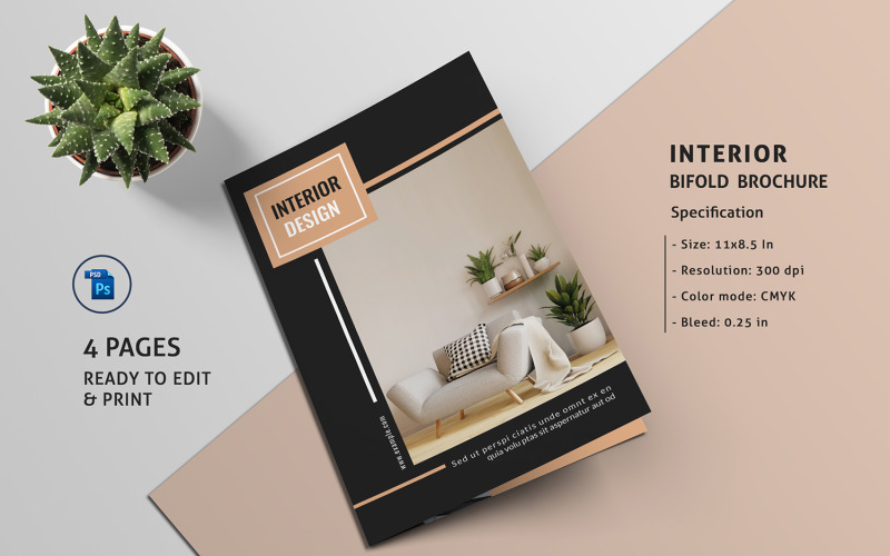 Interior Design Brochure Template. Adobe Photoshop template Corporate Identity