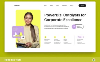 PowerBiz - Business Consulting Hero Section Figma Template