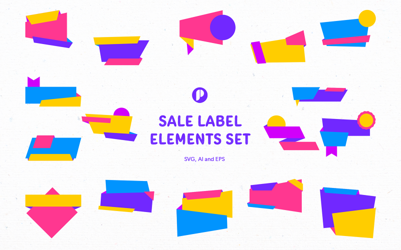 Sale Label Banner Element Set Illustration