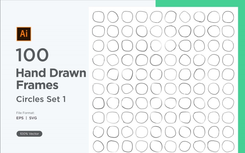 Hand Drawn Frame Circle 100-1 Vector Graphic
