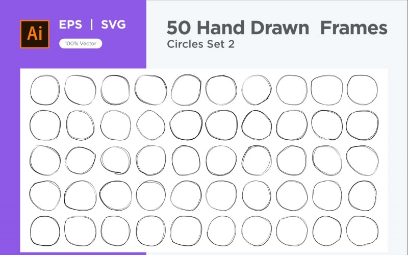 Hand Drawn Frame Circle 50-2 Vector Graphic
