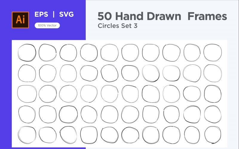 Hand Drawn Frame Circle 50-3 Vector Graphic