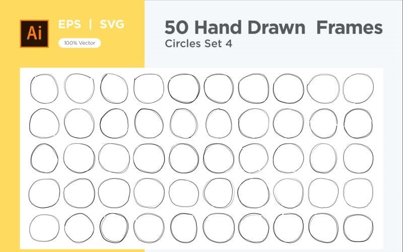 Hand Drawn Frame Circle 50-4 Vector Graphic