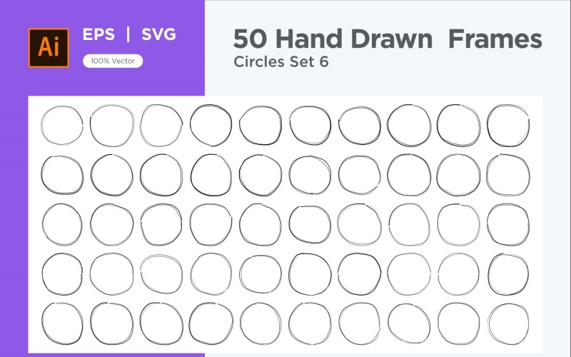 Hand Drawn Frame Circle 50-6 Vector Graphic