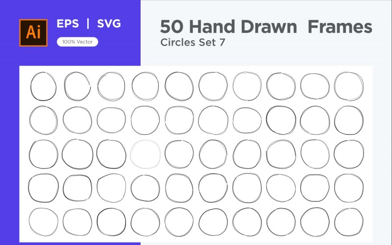 Hand Drawn Frame Circle 50-7 Vector Graphic