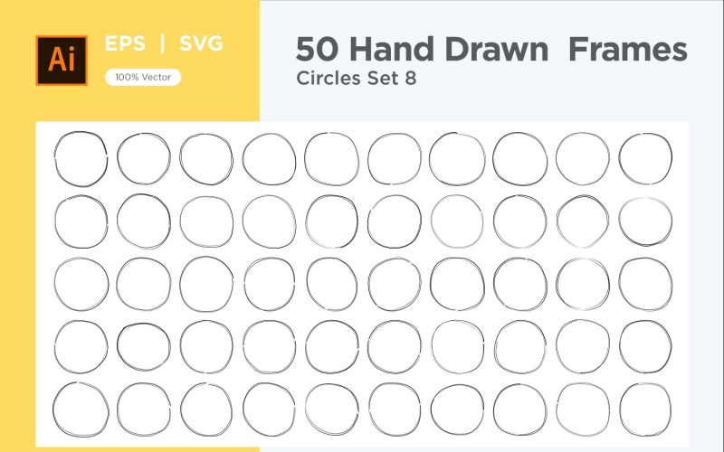 Hand Drawn Frame Circle 50-8 Vector Graphic
