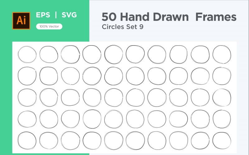 Hand Drawn Frame Circle 50-9 Vector Graphic