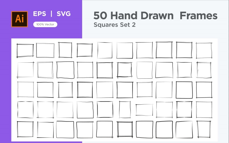 Hand Drawn Frame Square 50-2 Vector Graphic