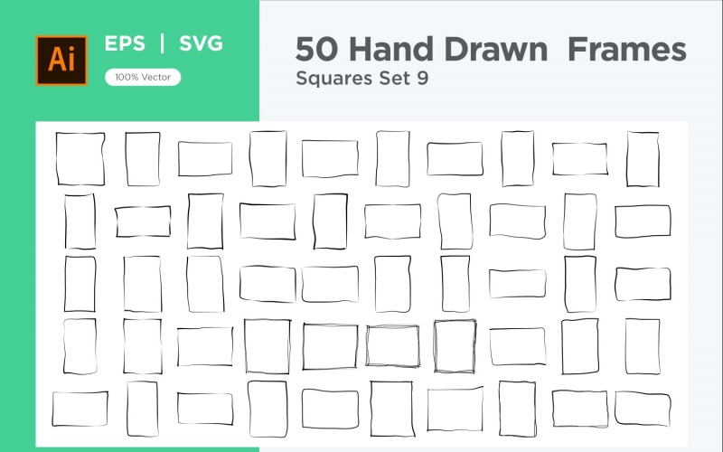 Hand Drawn Frame Square 50-9 Vector Graphic