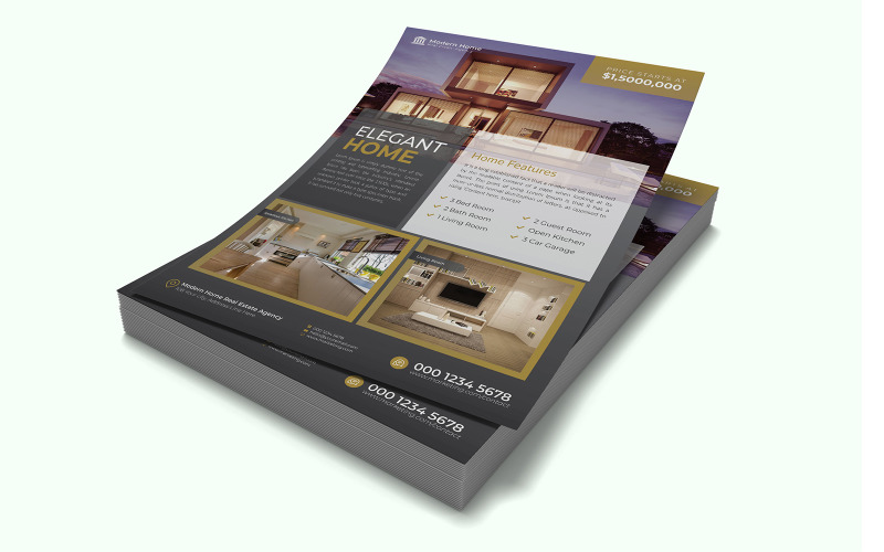 Modern Home Real Estate Agency Flyer. Corporate Identity