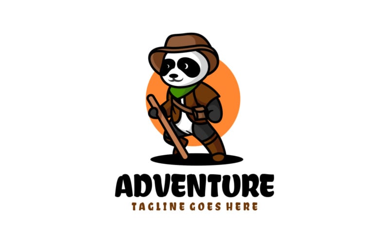 Adventure Panda Mascot Cartoon Logo Logo Template