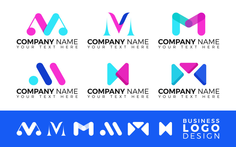 Branding M Logo Design pack Logo Template