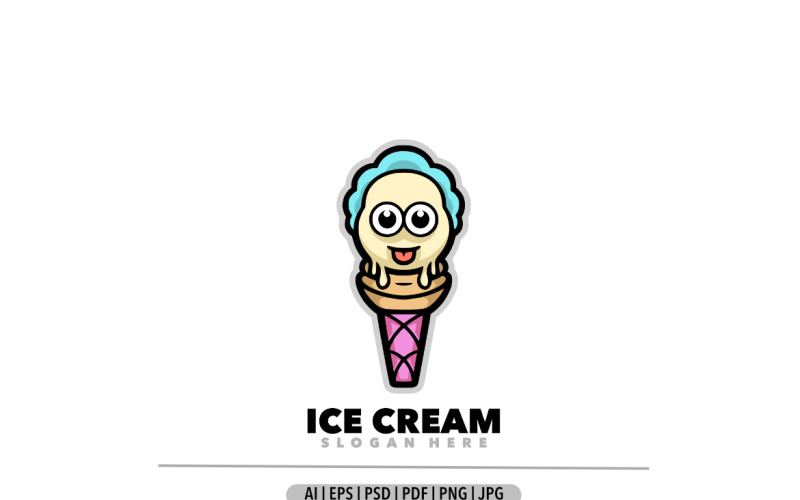 Ice cream baby mascot cartoon Logo Template