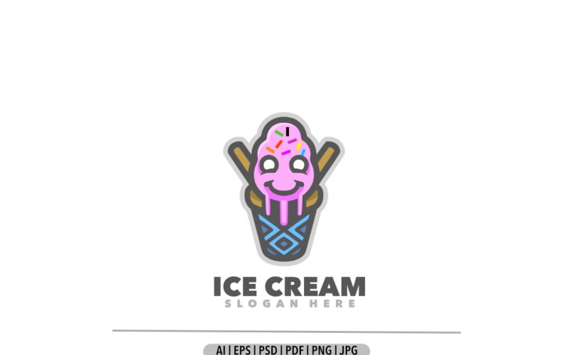 Ice cream gelato mascot design Logo Template