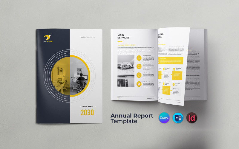 Annual Report Canva & MS Word Magazine Template