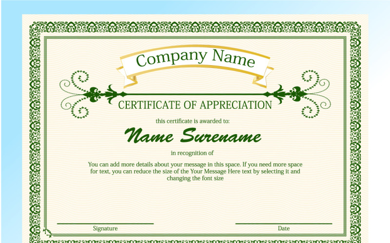 Appreciation Creative Old Paper Green Certificate Design Certificate Template