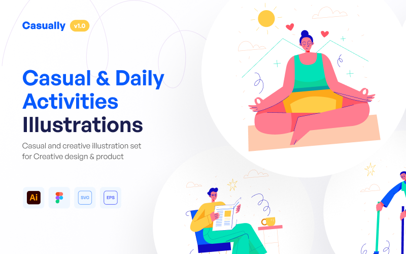 Casually - Casual and Daily Activities Illustration Set