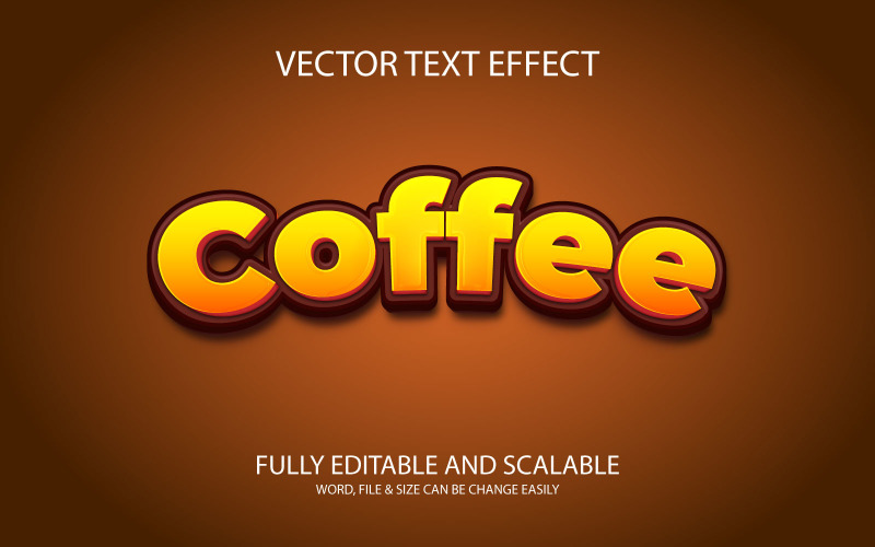 Coffee Editable Vector Eps 3D Text Effect Template Design Illustration