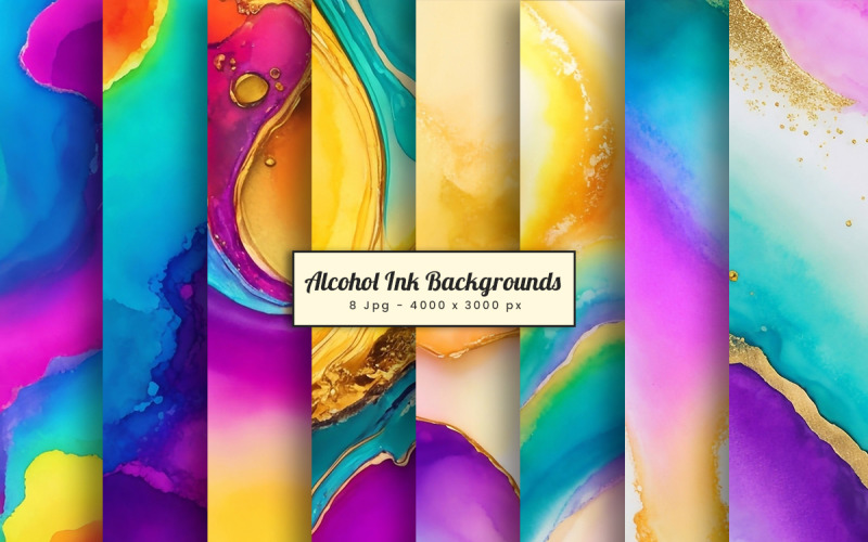 Colorful abstract alcohol ink gold marble texture background Background