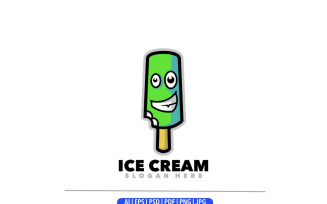 Cute ice cream mascot cartoon logo