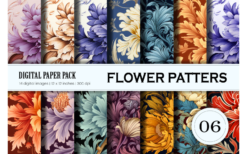 Floral Patterns 06. Digital Paper Set.