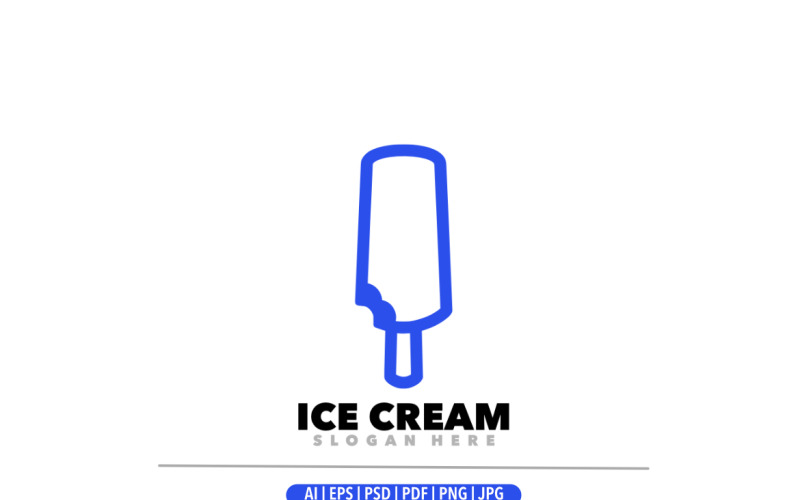 Ice cream blue line design Logo Template