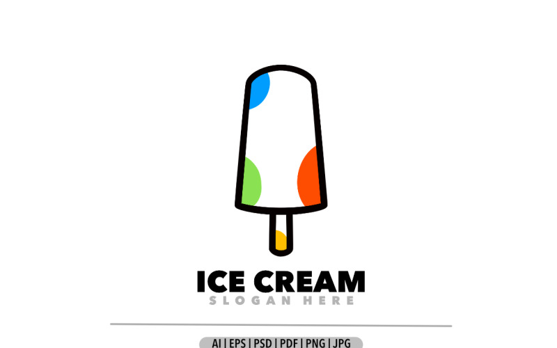 Ice cream line art design Logo Template