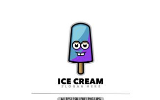 Ice cream mascot funny logo