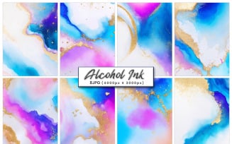 Colorful golden glitter alcohol ink marble texture background