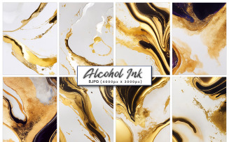 Golden glitter alcohol ink texture background