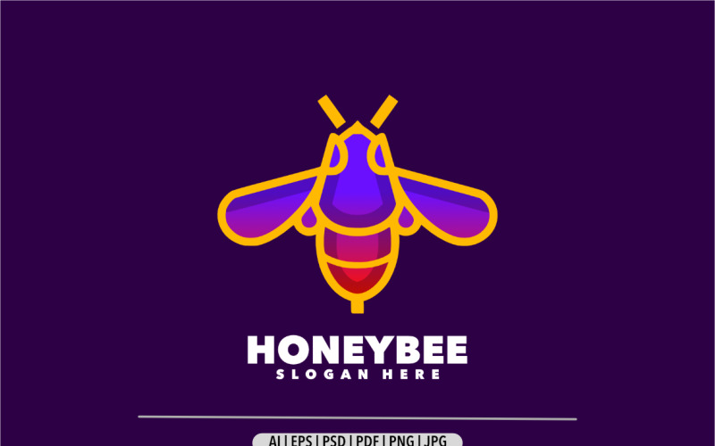 Honey bee line art gradient logo Logo Template
