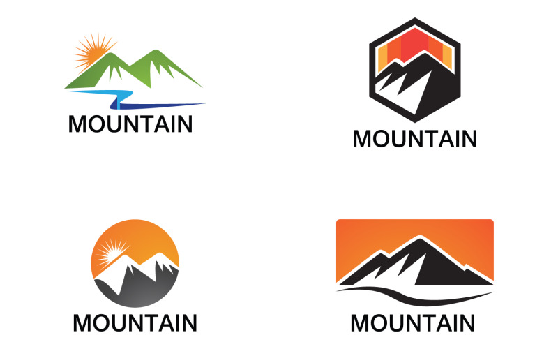Mountain and sun landscape logo v4 Logo Template