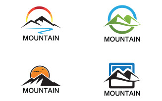 Mountain and sun landscape logo v6