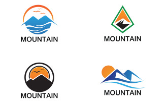 Mountain and sun landscape logo v7
