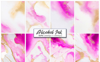 Pink Alcohol Ink Backgrounds, watercolor gold glitter texture