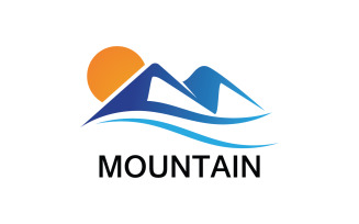 Mountain and sun landscape logo v11