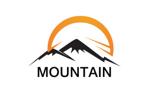 Mountain and sun landscape logo v12