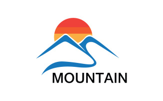 Mountain and sun landscape logo v13