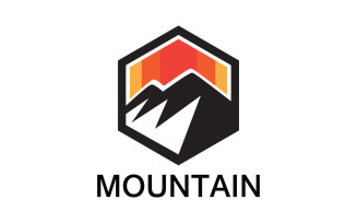 Mountain and sun landscape logo v15