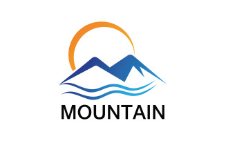 Mountain and sun landscape logo v17