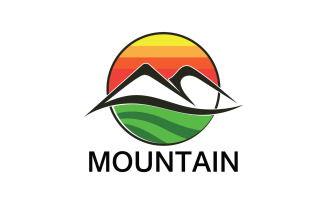 Mountain and sun landscape logo v25
