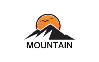 Mountain and sun landscape logo v27