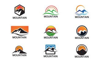 Mountain and sun landscape logo v9