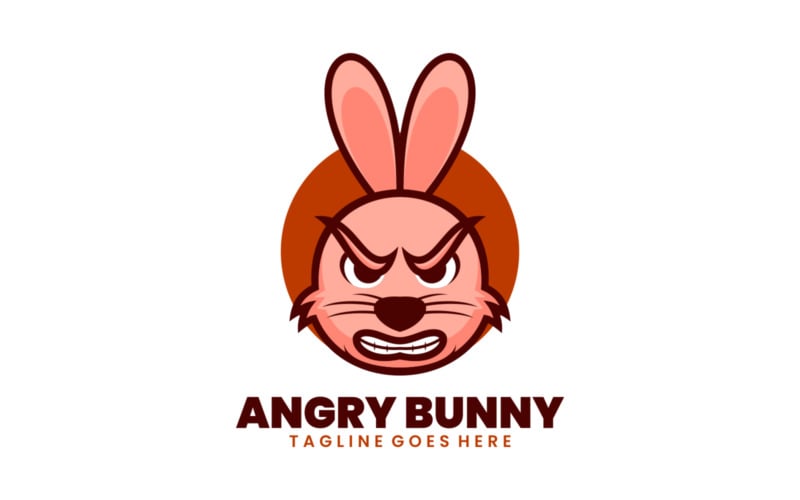 Angry Bunny Mascot Cartoon Logo Logo Template