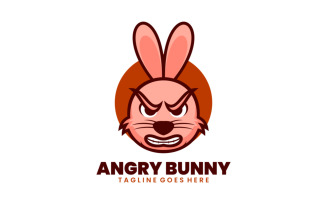 Angry Bunny Mascot Cartoon Logo